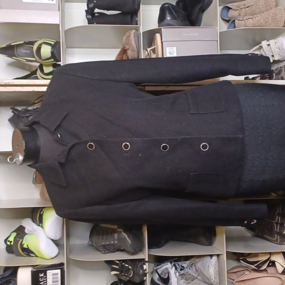 Petite Sophisticate black lined blazer size 10 100% cotton